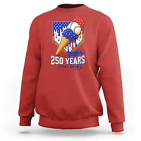 250 Years Baseball Ice Cream Drip 4th of July USA Flag Sweatshirt
