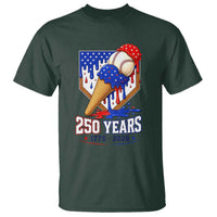 250 Years Baseball Ice Cream Drip 4th of July USA Flag T Shirt