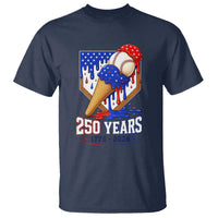 250 Years Baseball Ice Cream Drip 4th of July USA Flag T Shirt