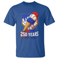 250 Years Baseball Ice Cream Drip 4th of July USA Flag T Shirt