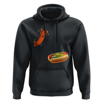 Funny Chicago Style Hot Dog Sausage Jumping Into Bun BBQ Hoodie