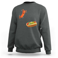 Funny Chicago Style Hot Dog Sausage Jumping Into Bun BBQ Sweatshirt