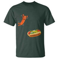 Funny Chicago Style Hot Dog Sausage Jumping Into Bun BBQ T Shirt