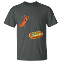 Funny Chicago Style Hot Dog Sausage Jumping Into Bun BBQ T Shirt