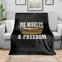 Pig Missiles And Freedom 4th of July Patriotic Hotdog Throw Blanket