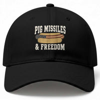 Pig Missiles And Freedom 4th of July Patriotic Hotdog Baseball Cap