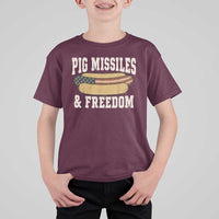 Pig Missiles And Freedom 4th of July Patriotic Hotdog T Shirt For Kid