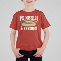 Pig Missiles And Freedom 4th of July Patriotic Hotdog T Shirt For Kid
