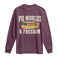 Pig Missiles And Freedom 4th of July Patriotic Hotdog Long Sleeve Shirt