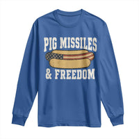 Pig Missiles And Freedom 4th of July Patriotic Hotdog Long Sleeve Shirt