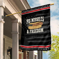 Pig Missiles And Freedom 4th of July Patriotic Hotdog Patriotic Garden Flag