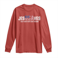 Jesus Saves USA 250th Anniversary Long Sleeve Shirt 250 Years of Fath And Freedom 4th of July