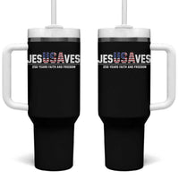 Jesus Saves USA 250th Anniversary Tumbler With Handle 250 Years of Fath And Freedom 4th of July