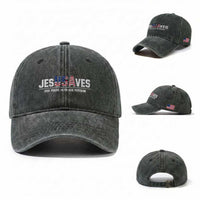 Jesus Saves USA 250th Anniversary Washed Cotton Baseball Cap 250 Years of Fath And Freedom 4th of July