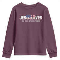 Jesus Saves USA 250th Anniversary Youth Sweatshirt 250 Years of Fath And Freedom 4th of July