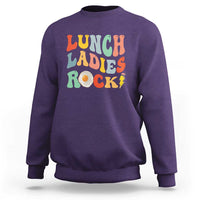 Lunch Ladies Rock Sweatshirt Retro Groovy Cafeteria Crew Egg Pencil - Wonder Print Shop