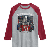 Waiting On Parts Funny Mechanic Raglan Shirt Funny Skeleton Auto Repair Life