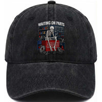 Waiting On Parts Funny Mechanic Washed Cotton Baseball Cap Funny Skeleton Auto Repair Life
