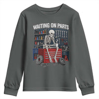 Waiting On Parts Funny Mechanic Youth Sweatshirt Funny Skeleton Auto Repair Life