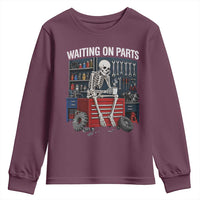 Waiting On Parts Funny Mechanic Youth Sweatshirt Funny Skeleton Auto Repair Life