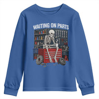Waiting On Parts Funny Mechanic Youth Sweatshirt Funny Skeleton Auto Repair Life