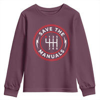 Save The Manuals Gear Shift Car Lover Youth Sweatshirt