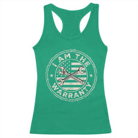 I Am The Warranty Funny Mechanic Racerback Tank Top Race Car Parts Repair Guy Vintage American Flag