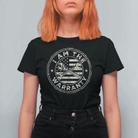 I Am The Warranty Funny Mechanic T Shirt For Women Race Car Parts Repair Guy Vintage American Flag