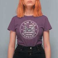 I Am The Warranty Funny Mechanic T Shirt For Women Race Car Parts Repair Guy Vintage American Flag