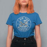 I Am The Warranty Funny Mechanic T Shirt For Women Race Car Parts Repair Guy Vintage American Flag