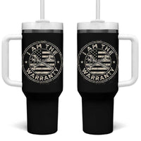 I Am The Warranty Funny Mechanic Tumbler With Handle Race Car Parts Repair Guy Vintage American Flag