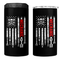 Mechanic American Flag Vintage Skull Auto Repair Handyman 4 in 1 Can Cooler Tumbler