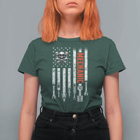 Mechanic American Flag Vintage Skull Auto Repair Handyman T Shirt For Women