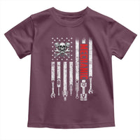 Mechanic American Flag Vintage Skull Auto Repair Handyman Toddler T Shirt