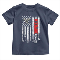 Mechanic American Flag Vintage Skull Auto Repair Handyman Toddler T Shirt