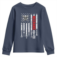 Mechanic American Flag Vintage Skull Auto Repair Handyman Youth Sweatshirt