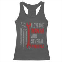 I Love One Woman And Several Power Tools Racerback Tank Top Funny Mechanic Handyman Carpenter