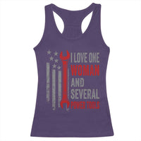 I Love One Woman And Several Power Tools Racerback Tank Top Funny Mechanic Handyman Carpenter