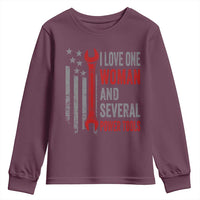 I Love One Woman And Several Power Tools Youth Sweatshirt Funny Mechanic Handyman Carpenter