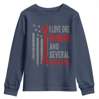 I Love One Woman And Several Power Tools Youth Sweatshirt Funny Mechanic Handyman Carpenter