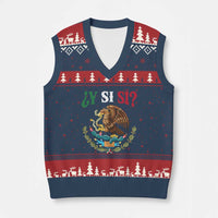Mexican Y Si Si V-Neck Knit Sweater Vest Escudo Mexico Coat of Arms Funny Hispanic Saying