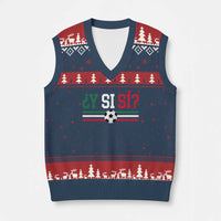 Y Si Sí Mexico Football V-Neck Knit Sweater Vest Vintage Mexican Flag Soccer Lover