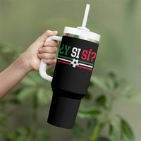 Y Si Sí Mexico Football Tumbler With Handle Vintage Mexican Flag Soccer Lover