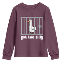 Funny Got Too Silly Youth Sweatshirt Goose Pun Humor Animal Lovers - Wonder Print Shop