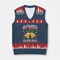 Funny If You Jingle My Bells I Will Give You A White Xmas V-Neck Knit Sweater Vest Xmas Adult Humor - Wonder Print Shop