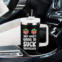 Funny Christmas They Aren't Going To Suck Themself Tumbler With Handle Xmas Adult Humor Couple Matching - Wonder Print Shop