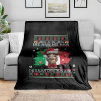 Funny Italian Christmas Donkey Throw Blanket Funny Domick The Donkey Holiday Italy Flag - Wonder Print Shop