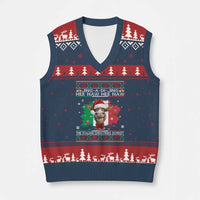 Funny Italian Xmas Donkey V-Neck Knit Sweater Vest Funny Domick The Donkey Holiday Italy Flag - Wonder Print Shop