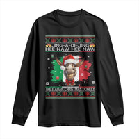 Funny Italian Christmas Donkey Long Sleeve Shirt Funny Domick The Donkey Holiday Italy Flag - Wonder Print Shop
