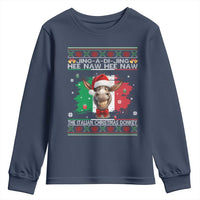 Funny Italian Christmas Donkey Youth Sweatshirt Funny Domick The Donkey Holiday Italy Flag - Wonder Print Shop